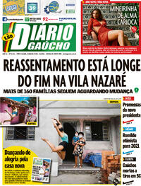 Capa do jornal Diário Gaúcho 04/01/2021