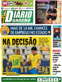 Capa do jornal Diário Gaúcho 06/07/2021