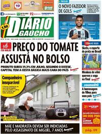Capa do jornal Diário Gaúcho 06/08/2021