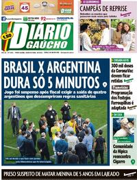 Capa do jornal Diário Gaúcho 06/09/2021