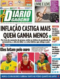 Capa do jornal Diário Gaúcho 07/08/2021