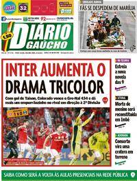 Capa do jornal Diário Gaúcho 08/11/2021
