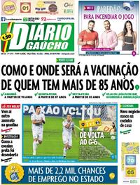 Capa do jornal Diário Gaúcho 09/02/2021