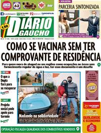 Capa do jornal Diário Gaúcho 09/07/2021