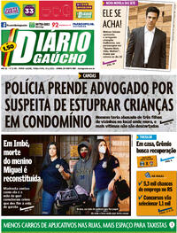 Capa do jornal Diário Gaúcho 09/11/2021