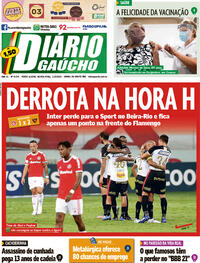 Capa do jornal Diário Gaúcho 11/02/2021