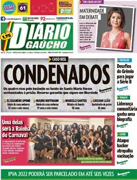 Capa do jornal Diário Gaúcho 11/12/2021