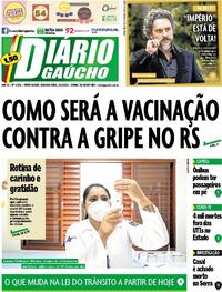 Capa do jornal Diário Gaúcho 12/04/2021