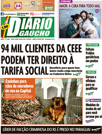 Capa do jornal Diário Gaúcho 12/08/2021
