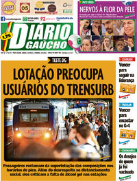 Capa do jornal Diário Gaúcho 13/02/2021