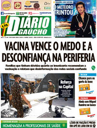 Capa do jornal Diário Gaúcho 13/03/2021