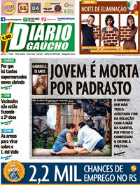 Capa do jornal Diário Gaúcho 13/04/2021