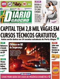 Capa do jornal Diário Gaúcho 15/07/2021