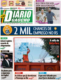 Capa do jornal Diário Gaúcho 18/02/2021