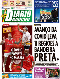 Capa do jornal Diário Gaúcho 20/02/2021