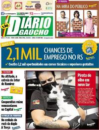 Capa do jornal Diário Gaúcho 20/04/2021