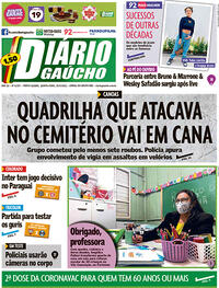 Capa do jornal Diário Gaúcho 20/05/2021