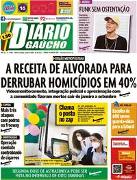 Capa do jornal Diário Gaúcho 20/10/2021