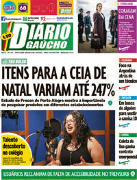 Capa do jornal Diário Gaúcho 20/12/2021