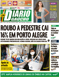 Capa do jornal Diário Gaúcho 21/09/2021
