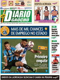 Capa do jornal Diário Gaúcho 23/03/2021