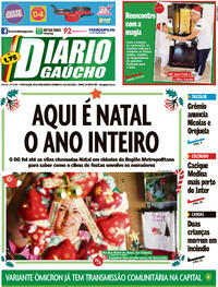 Capa do jornal Diário Gaúcho 24/12/2021