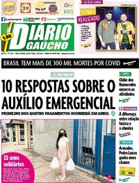 Capa do jornal Diário Gaúcho 25/03/2021