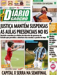 Capa do jornal Diário Gaúcho 26/04/2021
