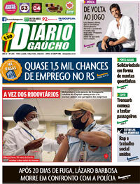 Capa do jornal Diário Gaúcho 29/06/2021