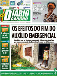 Capa do jornal Diário Gaúcho 30/01/2021