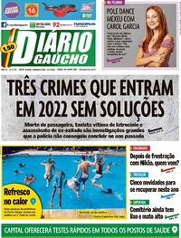 Capa do jornal Diário Gaúcho 10/01/2022