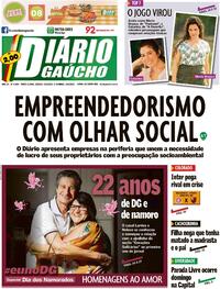 Capa do jornal Diário Gaúcho 11/06/2022