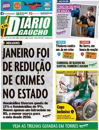 Capa do jornal Diário Gaúcho 12/02/2022