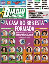 Capa do jornal Diário Gaúcho 15/01/2022