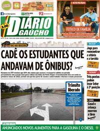 Capa do jornal Diário Gaúcho 18/06/2022