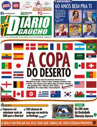 Capa do jornal Diário Gaúcho 19/11/2022
