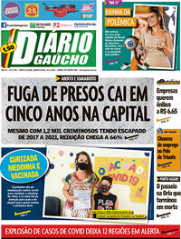 Capa do jornal Diário Gaúcho 20/01/2022