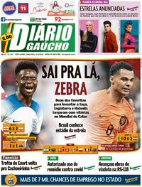 Capa do jornal Diário Gaúcho 22/11/2022