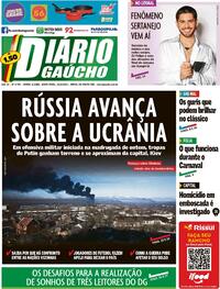 Capa do jornal Diário Gaúcho 25/02/2022