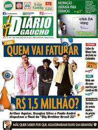 Capa do jornal Diário Gaúcho 26/04/2022