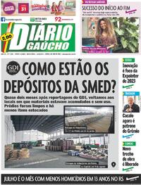Capa do jornal Diário Gaúcho 11/08/2023