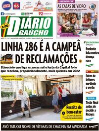 Capa do jornal Diário Gaúcho 12/01/2023