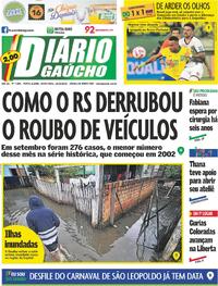 Capa do jornal Diário Gaúcho 13/10/2023
