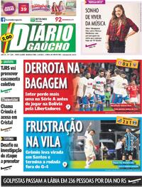 Capa do jornal Diário Gaúcho 21/08/2023