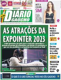 Capa do jornal Diário Gaúcho 26/08/2023