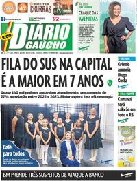 Capa do jornal Diário Gaúcho 09/02/2024