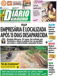 Capa do jornal Diário Gaúcho 14/02/2024