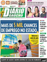 Capa do jornal Diário Gaúcho 20/02/2024