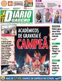 Capa do jornal Diário Gaúcho 27/02/2024