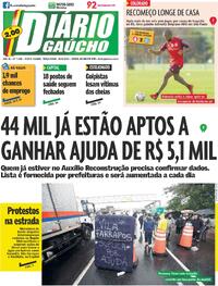 Capa do jornal Diário Gaúcho 28/05/2024